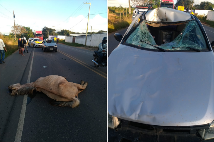 Carro bate em veículos e atropela duas pessoas na Ponta Verde, em Maceió, Alagoas