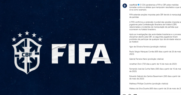 Fifa estende sanções a nível mundial de jogadores brasileiros envolvidos em  esquema de apostas