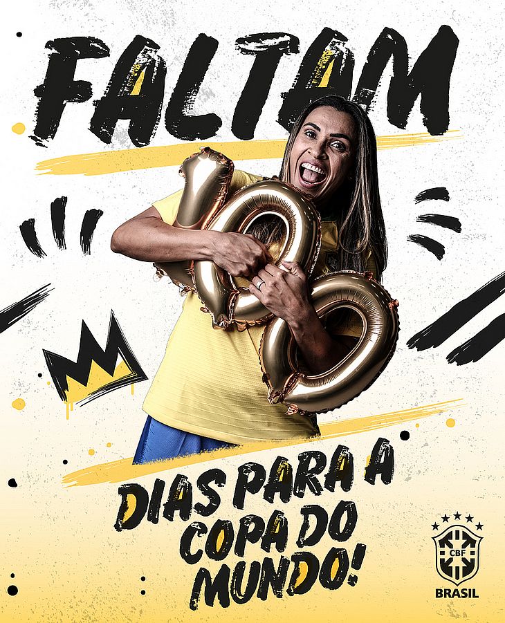 Marta abre contagem de 100 dias para Copa do Mundo: Vamos juntos