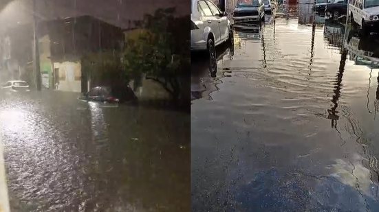 O alto volume de chuvas quase encobriu um carro no Prado - Cortesia