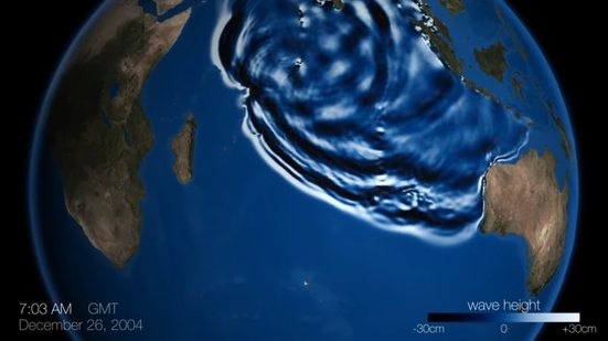 Em 26 de dezembro de 2004, um terremoto 9.1 graus de magnitude no oeste da Indonésia gerou ondas de até 30 metros que atingiram mais de dez países, da Indonésia até a Somália - Reprodução / Youtube