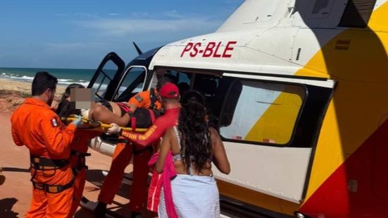 Vítima precisou ser atendida e socorrida de helicóptero - Cortesia ao TNH1