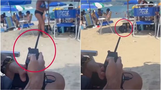 Turista usa dispositivo para silenciar caixa de som em praia no Brasil - Reprodução / X