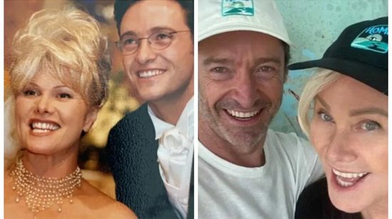 Hugh Jackman e Deborrah Lee Furness no casamento em 1996 e em tempos recentes - Foto: Reprodução/Instagram