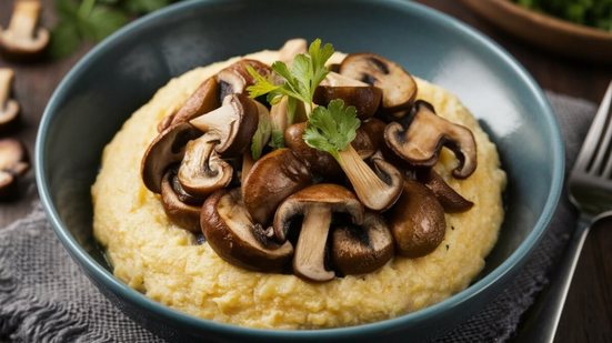 Polenta com cogumelos salteados (Imagem: Food Fantasy | Shutterstock)