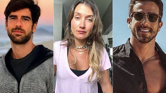 Marcos Pitombo (à esq.), Gabriela Pugliesi e Erasmo Viana: ator da Globo foi apontado como pivô e nega | Reprodução / Instagram