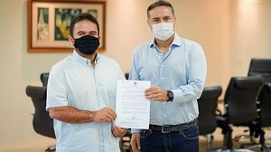 Deputado Marcelo Victor e governador Renan Filho em reunião na manhã desta sexta-feira (19) | Foto: Márcio Ferreira / Agência Alagoas