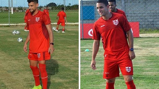 Guilherme Costa (esquerda) e Felipe Ferreira em treinamento no CT Ninho do Galo | Divulgação / CRB