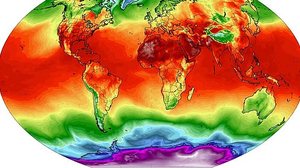 Mapa de calor do Climate Reanalyzer da Universidade do Maine mostra a temperatura média global no último dia 3 de julho de 2023 | Climate Reanalyzer