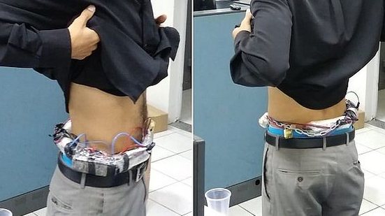 Gerente do banco teve uma bomba amarrada ao corpo por bandidos. | Foto reprodução / enviado ao Jornal Correio por WhatsApp