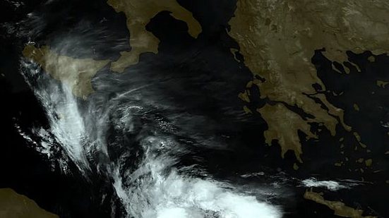 Imagem mostra Tempestade Daniel no Mediterrâneo | Copernicus / União Europeia