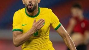 Matheus Cunha comemora gol marcado contra a Espanha na final dos Jogos Olímpicos de Tóquio | Foto: Lucas Figueireido / CBF