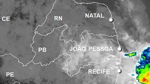 Nuvens muito carregadas próximas do litoral de PE e da PB no começo da tarde de 16/6/19 | Reprodução Climatempo