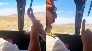 Piloto dá bronca em passageira que colocou a mão no freio do rotor do helicóptero | Montagem/ TikTok cherlin95