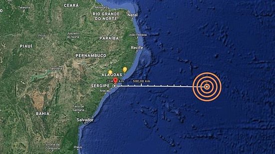 Pesquisa aponta que origem do petróleo está a cerca de 700 km da costa entre Sergipe e Alagoas | Google Maps / TNH1