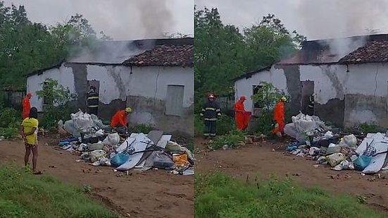 Incêndio atingiu casa usada como depósito em Palmeira dos Índios | Reprodução/Rádio Sampaio