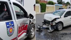 Imagem Três policiais ficam feridos após carro bater em viatura em Arapiraca; veja vídeo