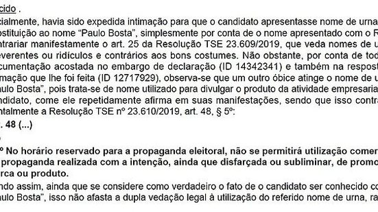 Imagem Justiça Eleitoral manda candidato de Bauru tirar 'bosta' do nome de urna