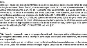 Imagem Justiça Eleitoral manda candidato de Bauru tirar 'bosta' do nome de urna