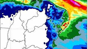 Mapa da previsão da precipitação acumulada (mm) no período de 25 a 29/05 | Divulgação/Inmet