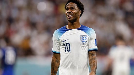 Sterling durante partida entre Inglaterra x Estados Unidos, válida pela Copa do Mundo. | Foto: Fotoarena/Folhapress