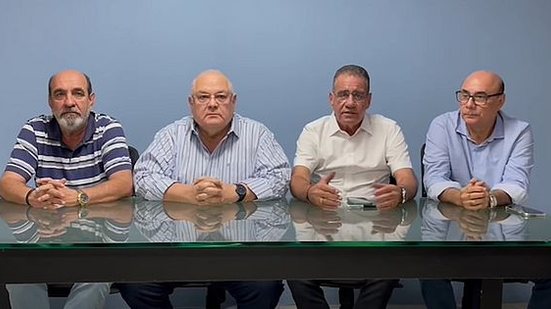 Lumário Rodrigues, Omar Coelho, Raimundo Tavares e Walmar Peixoto em coletiva nesta sexta-feira | Reprodução / CSA