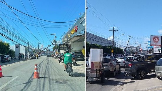 Imagem Acidente com moto derruba poste, deixa um ferido e o trânsito lento na Avenida Gustavo Paiva