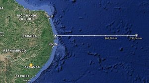 Vazamento teria ocorrido a aproximadamente 733 km da costa, na direção da Paraíba | Google Maps