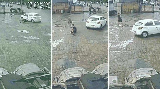 Imagem Vídeo: carro roda na pista e arremessa homem que escapa ileso