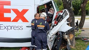 Veículo colidiu de frente com uma árvore | Foto: Cortesia ao TNH1