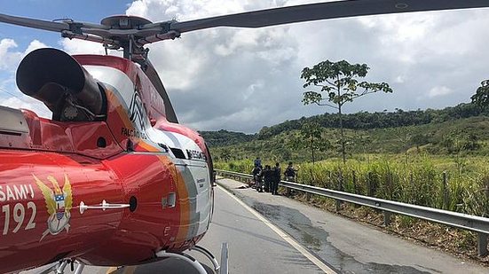 Um helicóptero do Grupamento Aéreo foi acionado para o local. | Cortesia ao TNH1