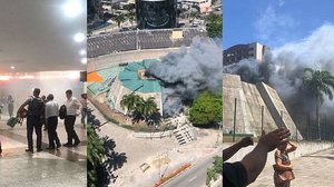 Um incêndio atingiu o prédio da Alece (Assembleia Legislativa do Ceará), localizado na Avenida Desembargador Moreira, em Fortaleza | Reprodução / O Povo