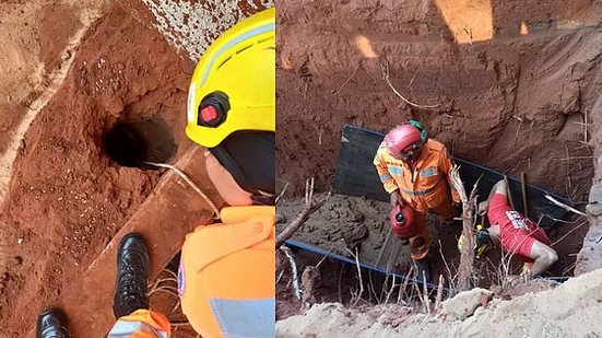 Uma criança caiu em um buraco de cinco metros de profundidade em uma obra em Minas Gerais. O resgate demorou 16 horas para ser concluído | Divulgação / CBMMG