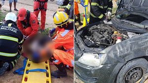 Imagem Três feridos: carro com casal capota e motociclista se choca com outro veículo em Rio Largo