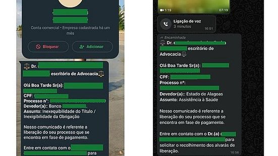 Os suspeitos entram se passando por defensores públicos no Whatsapp | Divulgação