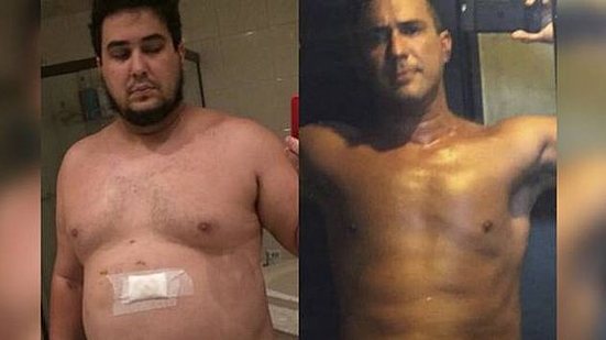 André Marques publica foto em seu Instagram de cinco anos atrás e outra na atualidade, com 70 quilos à menos | Instagram/Reprodução