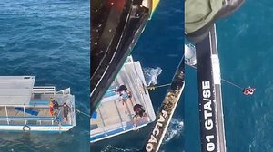 Imagem Vídeos: tripulantes de embarcação de AL são resgatados após ficarem à deriva no mar de SE