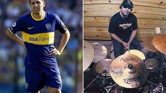 Jogador argentino Riquelme e o brasileiro baterista Riquelme | (Alejandro Pagni / AFP) e (Reprodução / Instagram)