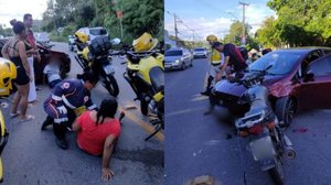 Agentes do Programa Ronda no Bairro prestaram os primeiros socorros a duas vítimas | Foto: Cortesia ao TNH1