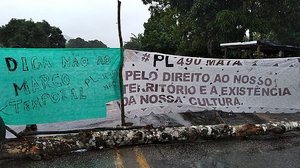 Imagem Indígenas voltam a protestar contra Projeto de Lei e bloqueiam BR-101 em Joaquim Gomes