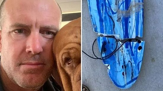 Toby Begg, 44, lutou com o tubarão sob a água, para tentar se soltar das mandíbulas do animal | Reprodução / 9News