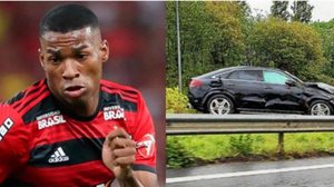 Imagem Ex-Flamengo e Santos, Jean Lucas sofre acidente de carro, que chega a capotar na pista; atleta diz que está bem