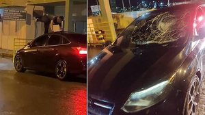 Homem saltou sobre capô de carro e destruiu para-brisa do veículo em Arapiraca | Reprodução