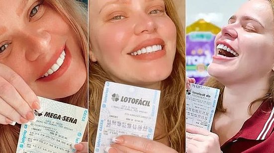 A ex-BBB Paulinha Leite mostra três dos 55 bilhetes premiados de jogos que já ganhou em apostas lotéricas | Reprodução / Instagram