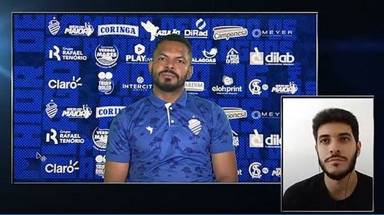 Goleiro Thiago Rodrigues responde pergunta do repórter Bruno Protasio em coletiva online | Reprodução / Youtube