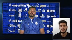 Goleiro Thiago Rodrigues responde pergunta do repórter Bruno Protasio em coletiva online | Reprodução / Youtube