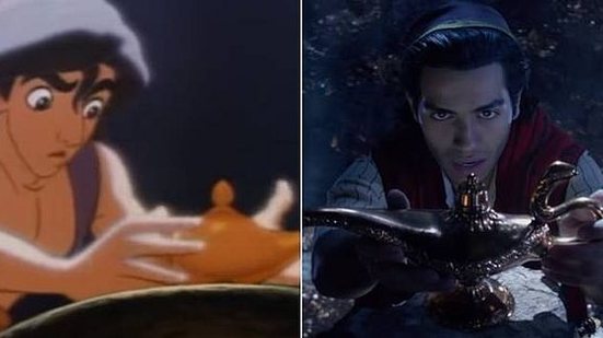 Cenas da animação de 'Aladdin' (1992) e do live-action (2019) | Disney/Divulgação