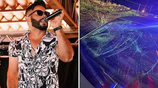 O cantor sertanejo Athos Prado foi atropelado por um motorista embriagado enquanto socorria a vítima de outro acidente na entrada de Rio Verde (GO) | Reprodução / Redes Sociais | Arquivo Pessoal / Athos Prado