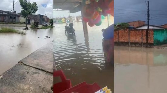 Ruas ficaram alagadas com chuvas neste domingo | Foto: Reprodução