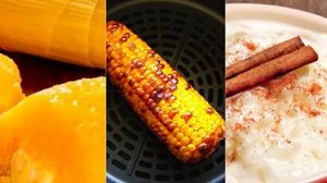 Imagem Pamonha, arroz doce e milho assado na airfryer; aprenda a fazer